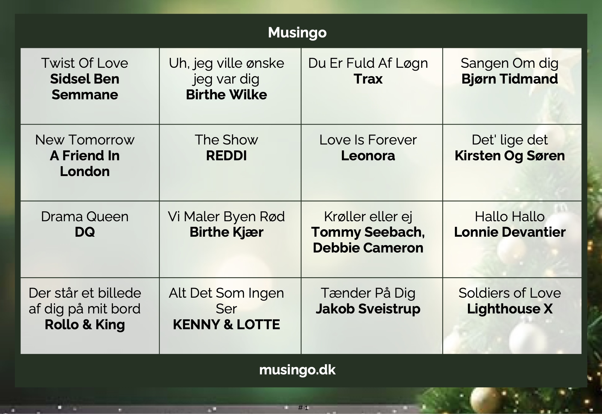 Design: Julbingo